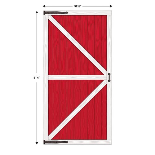 Beistle Red Barn Door Backdrop Props, 4 Pieces - Printed Plastic Animal Farm Party Wall Decorations, Western Birthday