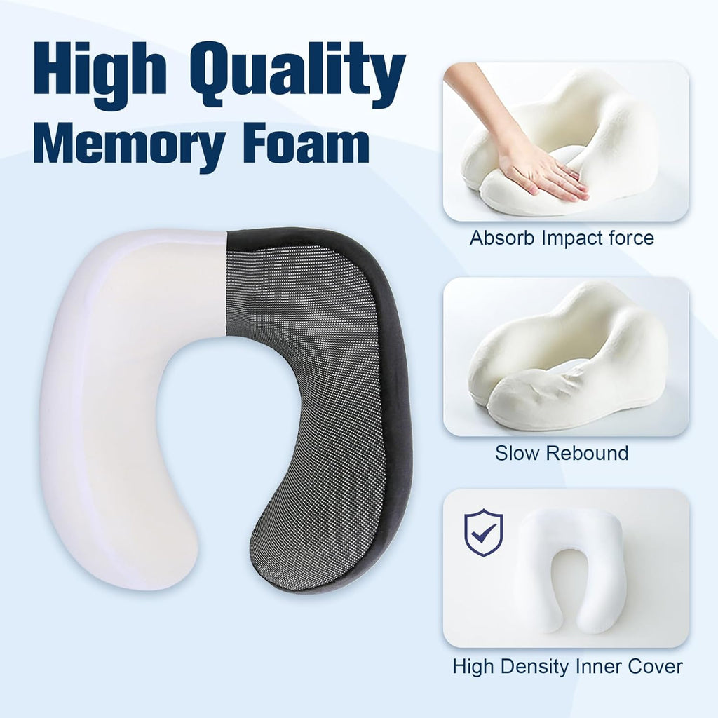 Cirorld Travel Neck Pillow - 100% Pure Memory Foam, Adjustable Comfort with Eye Mask & Earplugs | Portable Travel Accessory