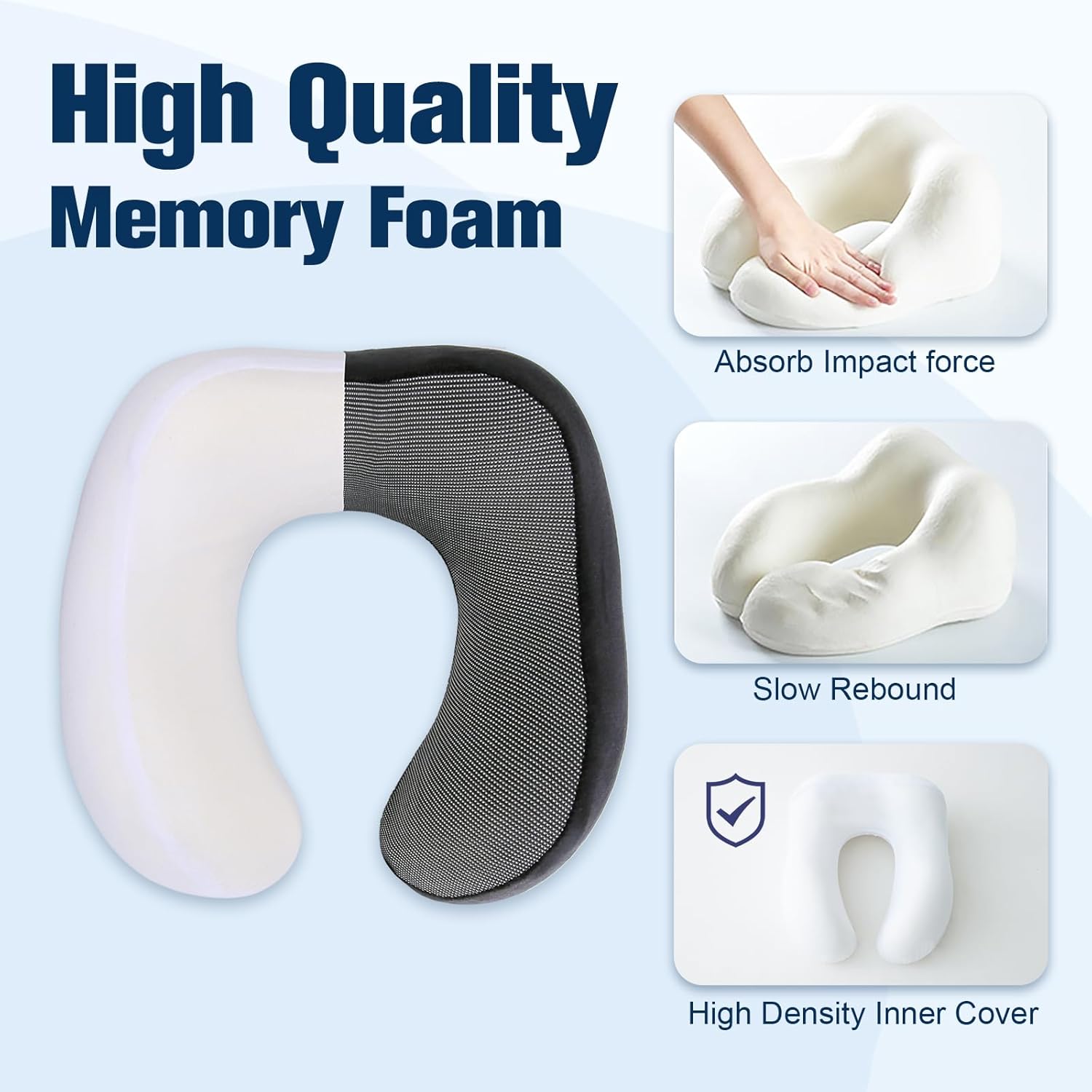 Cirorld Travel Neck Pillow - 100% Pure Memory Foam, Adjustable Comfort with Eye Mask & Earplugs | Portable Travel Accessory