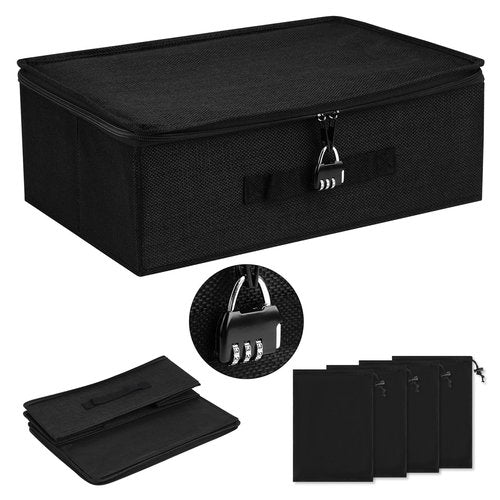 JINXOLET Discreet Lockable Storage Toy Bag Box Organizer Container Case 15x 9.9 x 5.1 Inches (Black)
