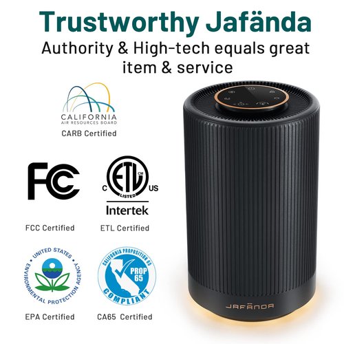 Jafanda Air Purifiers for Home Bedroom, True HEPA 13 Coverage 450 sqft, 22 dB Portable Air Cleaner, Effectively Remove Pollen Dust and Odor to Prevent Seasonal Air Diseases, Night Light