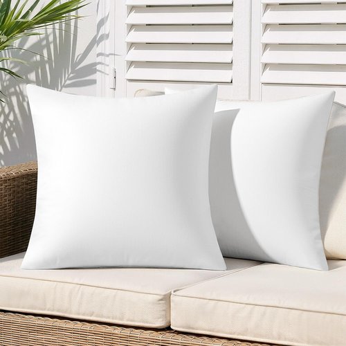 MIULEE Outdoor Pillow Inserts 18x18 Pack of 2 Waterproof Throw Pillow Inserts Decorative 100% Virgin Fibers Filling for Patio Sofa Couch