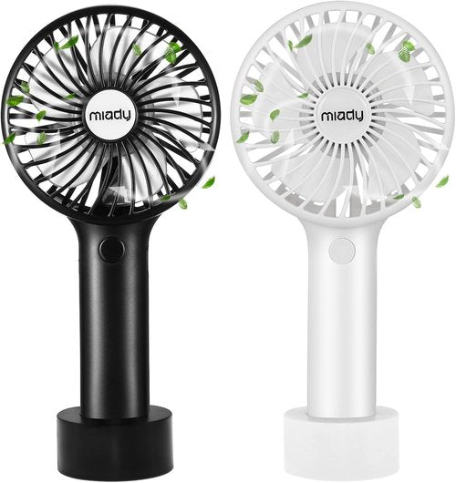 Miady Portable Handheld Fan - 5000mAh Mini USB Fan with 3 Speed Settings | 7-20 Hours Runtime for Travel & Office