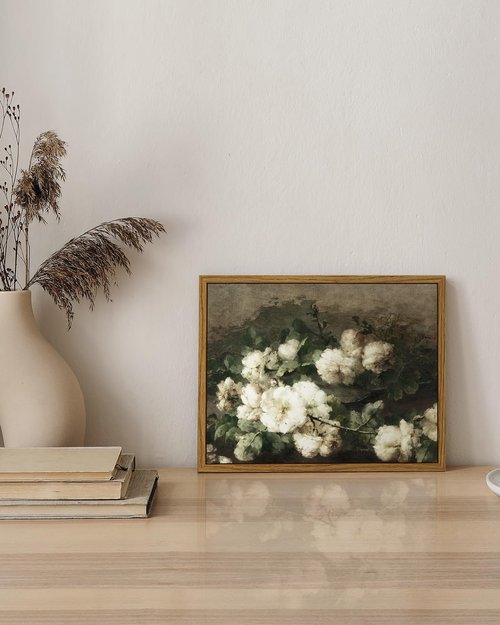 InSimSea Framed Canvas Wall Art - Vintage Floral Decor for Bedroom & Office | 8"x10" Aesthetic Prints