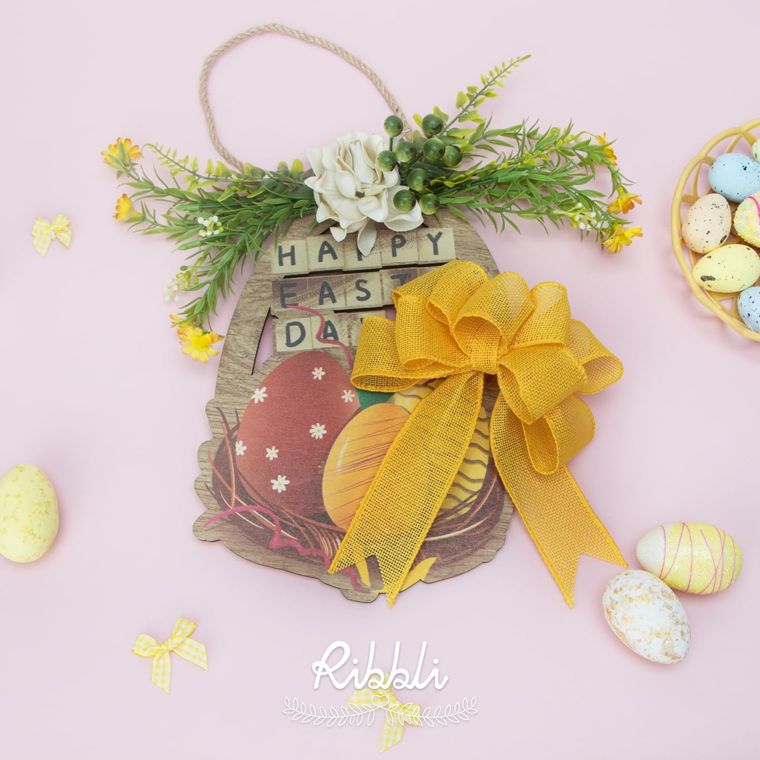 Ribbli Yellow Burlap Wired Ribbon - 1.5 Inch x 10 Yards | Perfect for Bows, Wreaths & Outdoor Decor