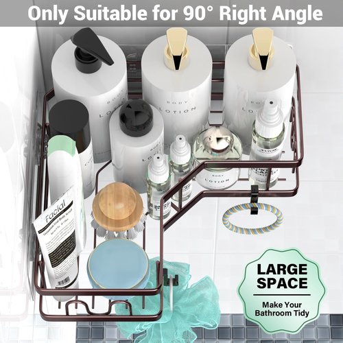 **AKTECKE Corner Shower Caddy Organizer - Adhesive No-Drill Rack for Bathtub - 3-Pack Rustproof Shelves**