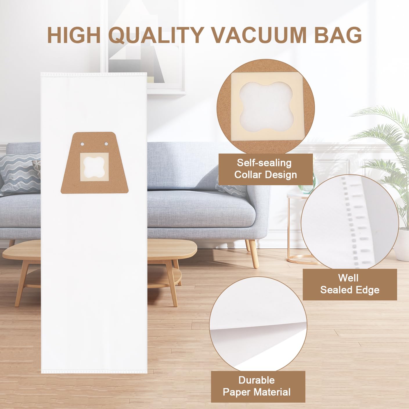 Vacuum Bags Compatible with Sanitaire Commercial Upright Vacuum Cleaner: S600 SC600 SC678 SC688 SC800 SC888 SC888J SC889 Series - Style ST Dust Bag Part# 63213B (10 Pack)