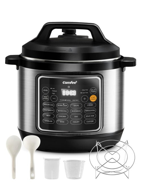 COMFEE’ Pressure Cooker 8 Quart with 16 Cooking Functions, Olla de Presion Non-Stick Pot Yogurt Maker Rice Cooker Slow Cooker Sauté Steamer, Healthy Ceramic Inner Pot