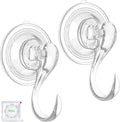 VIS'V Suction Cup Hooks - Heavy Duty Shower Hooks, Removable & Reusable, Clear | 2 Pcs