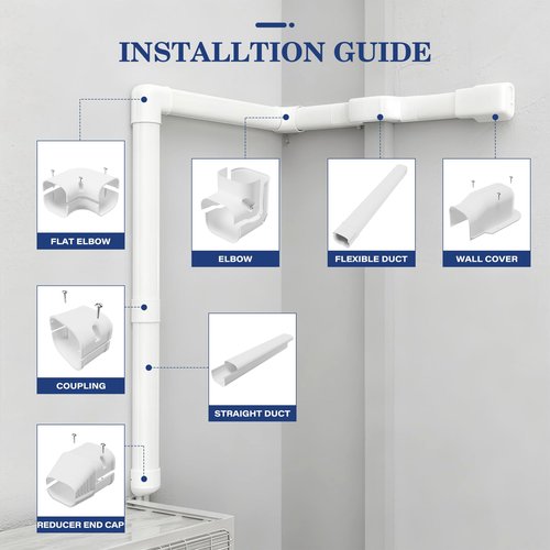 LyPrem 10Ft Mini Split Line Set Cover 3" PVC Line Cover Kit for Mini Split and Central Air Conditioner & Heat Pump(White)
