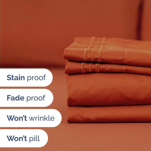 Hotel Luxury Twin Size 3-Piece Sheet Set by [Brand Name] - Comfy, Breathable & Cooling - Deep Pockets, Soft & Wrinkle-Free in Terracotta