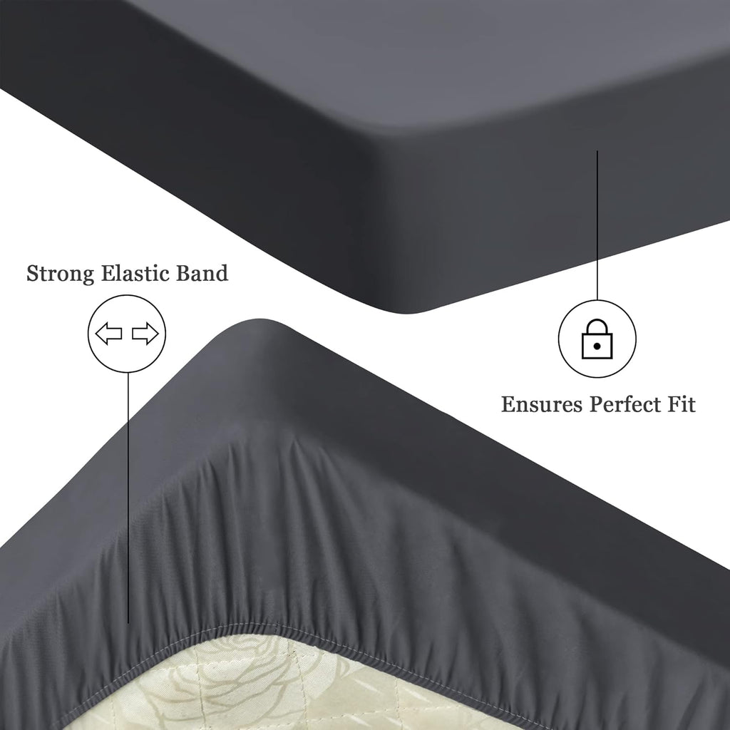 Sufdari Twin Size Mattress Protector - Waterproof Fitted Sheet Cover with 18" Deep Pocket | Comfortable Deep Gray