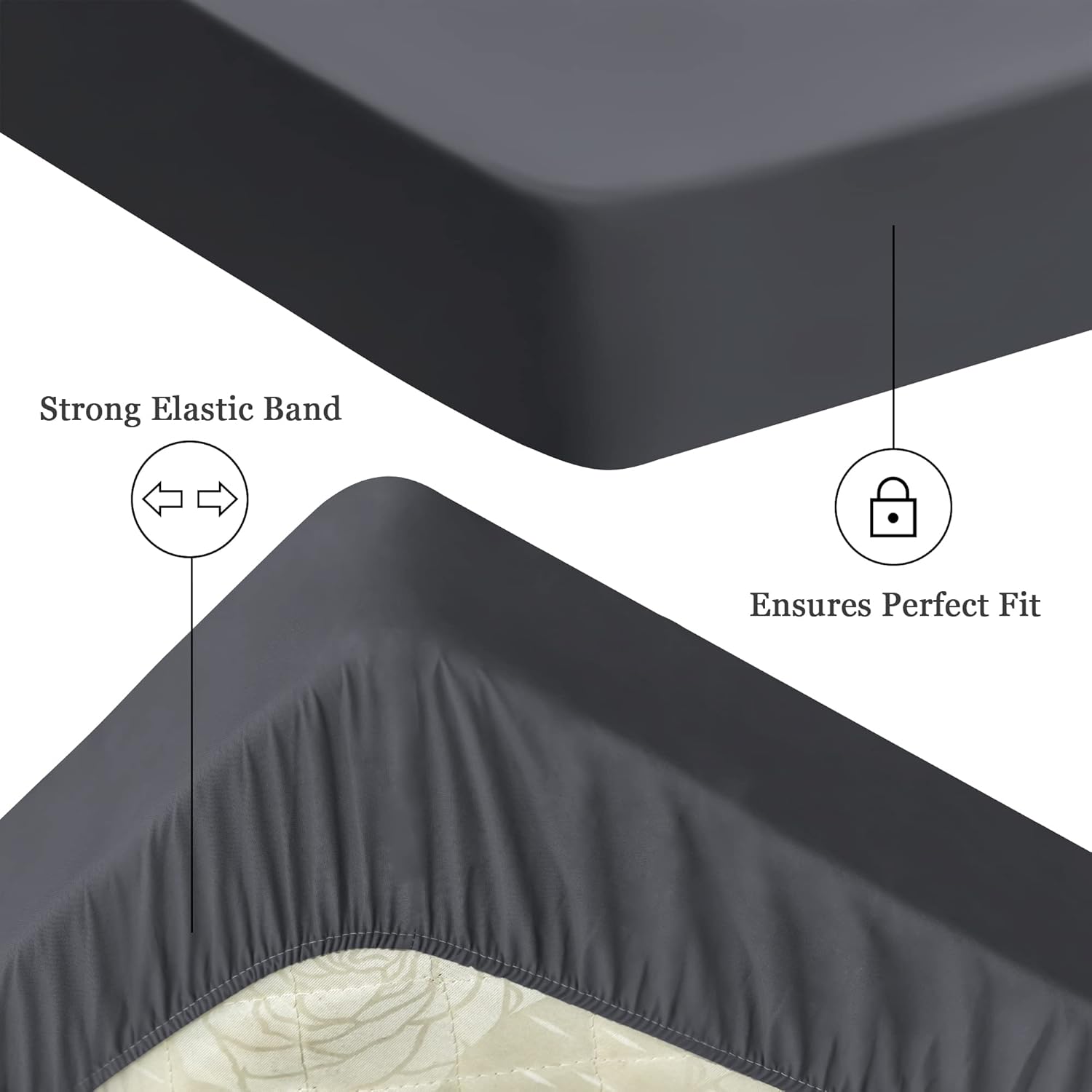 Sufdari Twin Size Mattress Protector - Waterproof Fitted Sheet Cover with 18" Deep Pocket | Comfortable Deep Gray