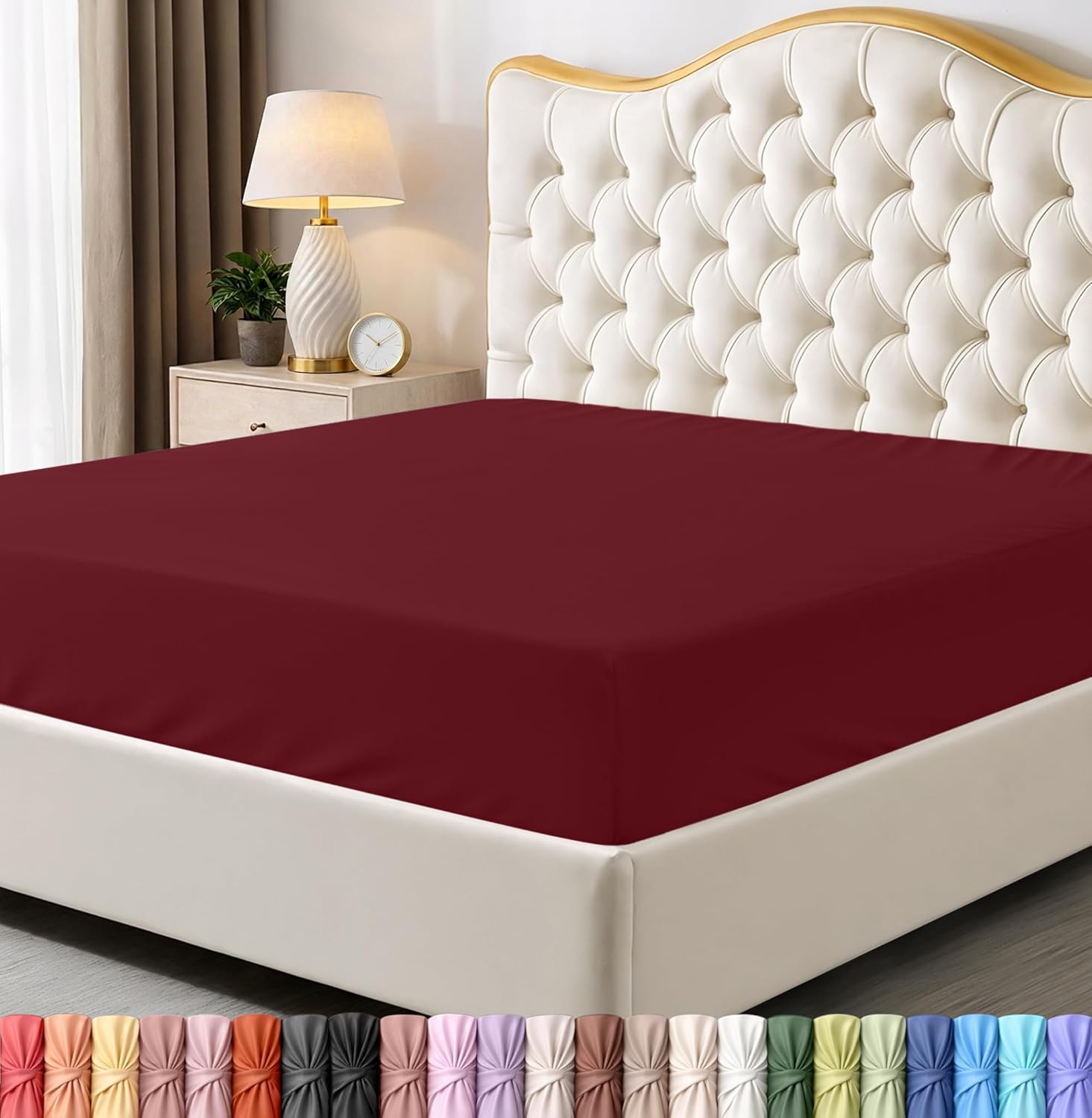 Utopia Bedding Full Fitted Sheet - Deep Pocket Microfiber - Soft & Fade Resistant - Red Burgundy