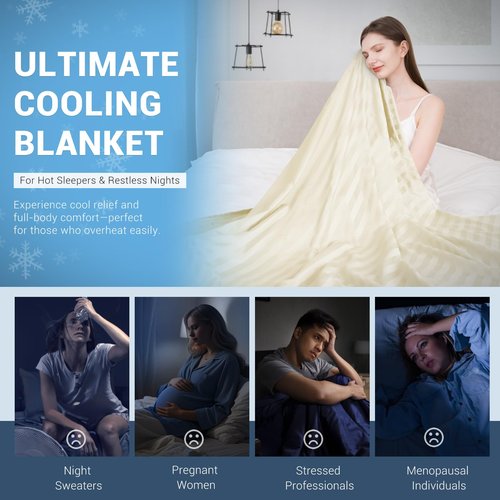 Elegear Revolutionary Cooling Blanket, Absorbs Heat to Keep Body Cool for Night Sweats, Double Sided Arc-Chill3.0 Cooling Fiber Q-Max>0.5, Lightweight Summer Cold Blankets for Sleeping 79" x 86"
