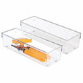 iDesign Utensil Holder and Silverware Organizer for Kitchen Utensils and Countertop Storage, The Linus Collection – Set of 2, 4" x 12" x 3", Clear