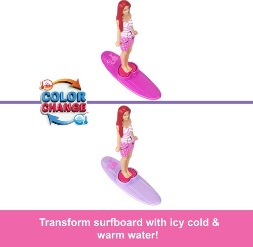 Barbie Mini Doll & Beach Convertible Vehicle Set - 1.5-Inch Doll with Color-Change Feature & Accessories
