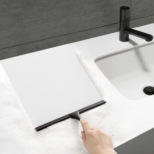 HIWARE Shower Squeegee - All-Purpose Tool for Glass, Bathroom & Car - 10 Inch, Black Stainless Steel