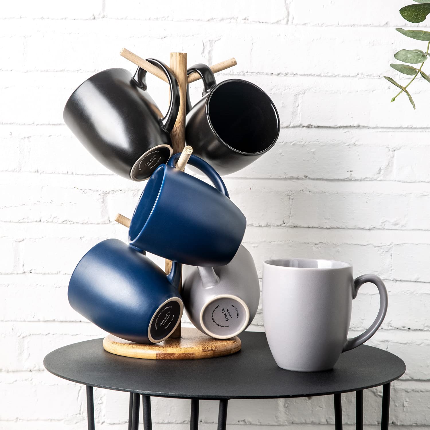 AmorArc 16oz Coffee Mugs Set of 6, Large Ceramic Coffee Mugs for Man, Woman, Dad, Mom, Modern Coffee Mugs Set with handle for Tea/Latte/Cappuccino/Milk/Cocoa. Dishwasher&Microwave Safe, Multi
