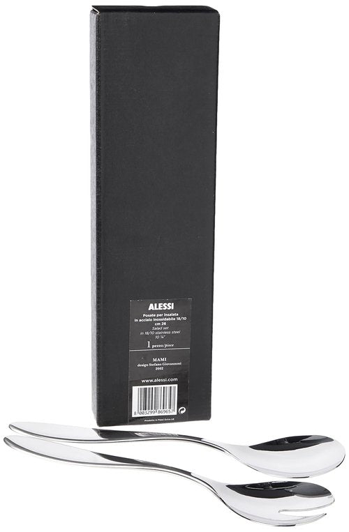 Alessi Mami 10-1/4-Inch by Salad Set, Mirror Polished, Silver