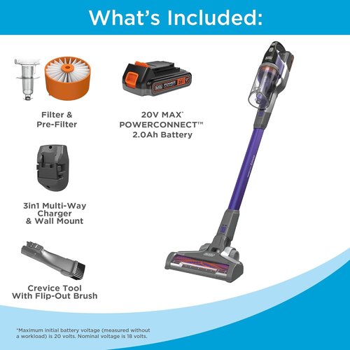 BLACK+DECKER Cordless Pet Hair Vacuum - Maximum Suction, Up to 55 Minutes Runtime, Multi-Surface, Lightweight