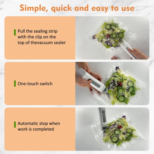 Compact Vacuum Sealer Machine Set, Vacuum Sealer for Food, Convenient Handheld Both Dry Food and Moist Foods for RV, Boat Galley (Vacuum Sealer and 30 Bags)