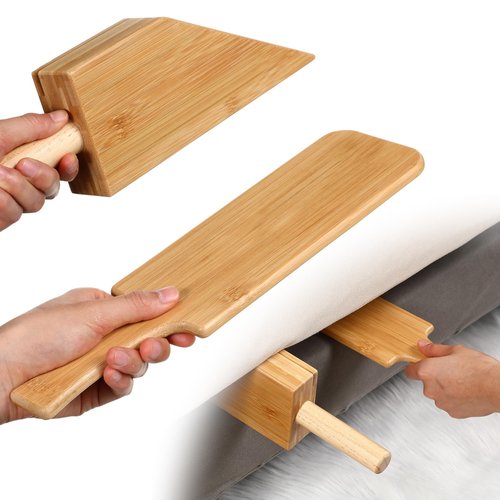 Leinuosen Mattress Lifter & Bed Maker Tool for Changing Sheets, Mattress Wedge Elevator, Bed Sheet Tucking Paddle Effortless Lifting Tuck Sheets Alleviating Back Pain(Bamboo Wood,Wood)