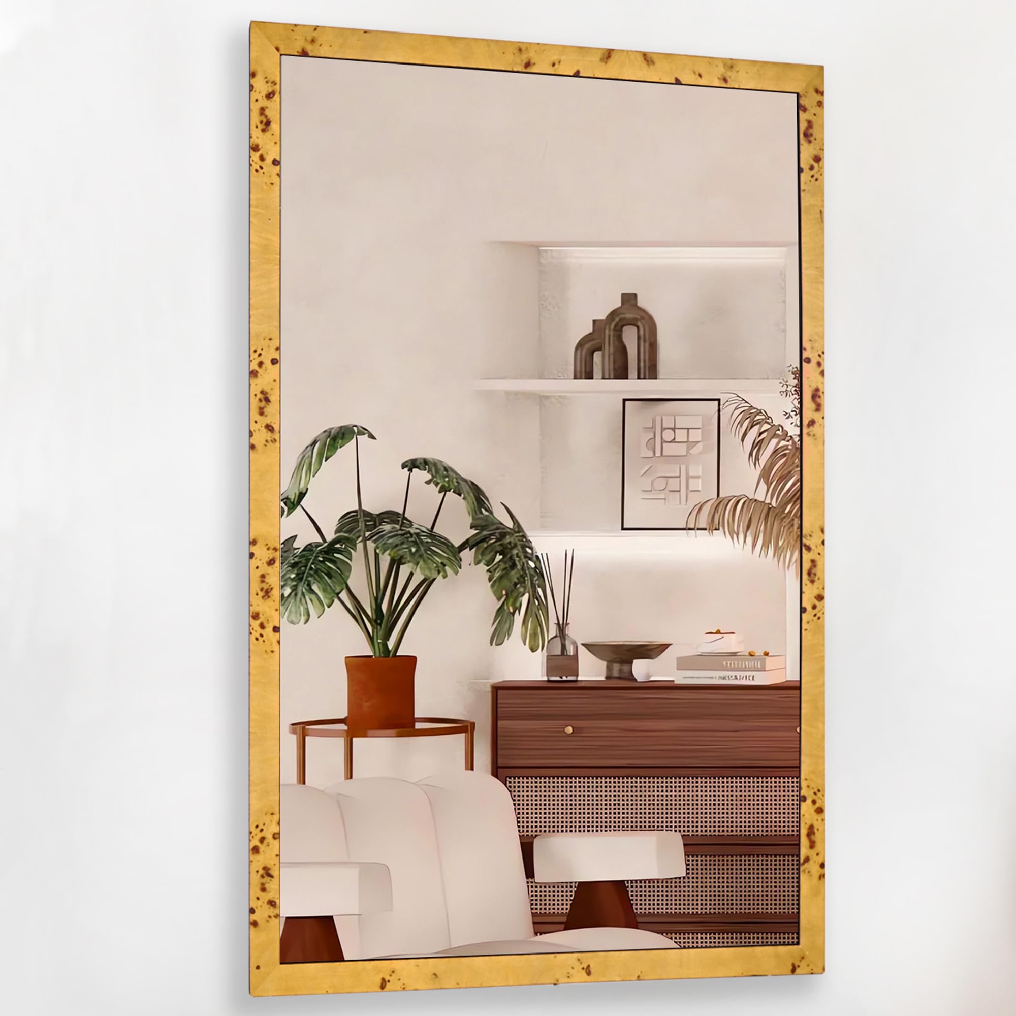DUQIMO Wood Mirrors for Bathroom Over Sink 20x30 Inch, Rustic Wooden Framed Vanity Wall Mirror with Tempered Glass Farmhouse Bathroom & Entryway Decor