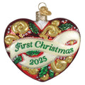 Old World Christmas 2025 First Christmas Heart Glass Blown Ornament for Christmas Tree, Handcrafted Holiday Decoration, First Christmas Collection
