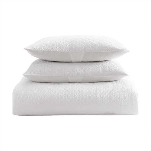 Laura Ashley - Twin XL Comforter Set, Soft Embossed Diamond Bedding, 6 Piece Bonus Bed Set with Matching Shams, Bed Sheets & Throw Pillow (Margaret White)