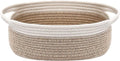 JMvicyroam Woven Basket - Small Rope Storage Bin with Handles for Organizing Shelves & Closets | White & Oatmeal