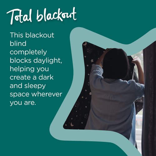 Tommee Tippee Sleeptime Portable Baby Blackout Blind, Large, 51 x 78 Inches Travel Window Blinds, Strong Suction, Foldable, Lightweight Naptime Blind, Nighttime Animations