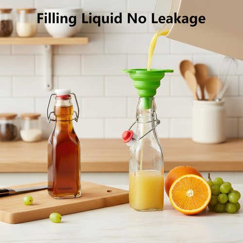 Ruckae Square Swing Top Glass Bottles with Lids Kombucha Coquito Flip Top Glass Bottle for Syrup Vanilla Extract Brew Beer Kefir Air Tight Bottles for Gift (8.5 oz 12 pack)