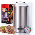 Ham Press with Large Dial Thermometer, 304 Stainless Steel Deli Meat Maker with Cool-Touch Handle for Homemade Healthy Lunch Meat, Includes 20 Cooking Bags & Recipes - YEIRFEIR