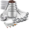 21 Pcs Stainless Steel Measuring Cups and Spoons Set, Wildone Stackable Metal Measuring Cups and Spoons for Cooking & Baking, Includes 7 Cups, 9 Spoons and 5 Mini Spoons