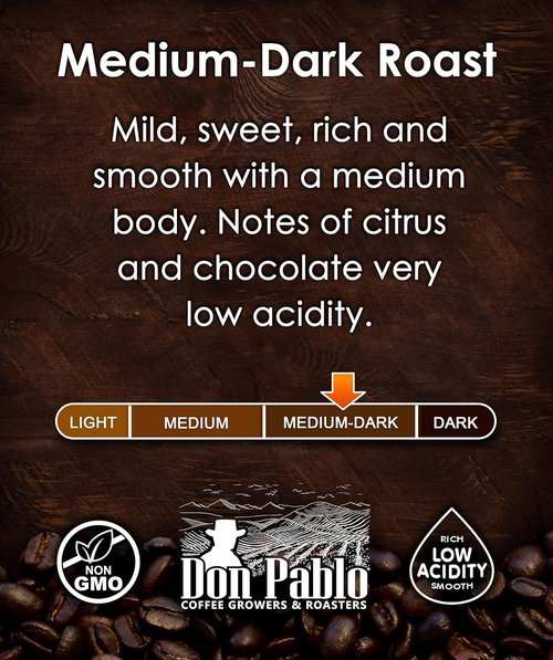 5LB Don Pablo Gourmet Coffee - Brazil Cerrado - Medium Dark Roast - Whole Bean Coffee - 100% Arabica Beans - Low Acidity and Non-GMO - 5lb bag