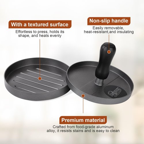 Rsiynax Burger Press Patty Maker, Non-Stick Aluminum Hamburger Mold with 100 Patty Papers for Kitchen Grill BBQ Camping