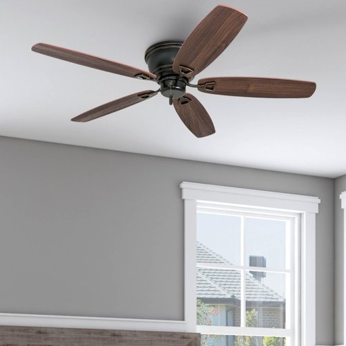Honeywell Glen Alden 52 Inch Indoor Low Profile Ceiling Fan with Pull Chain Control, Quiet Motor, and 5 Reversible Blades, Oil Rubbed Bronze