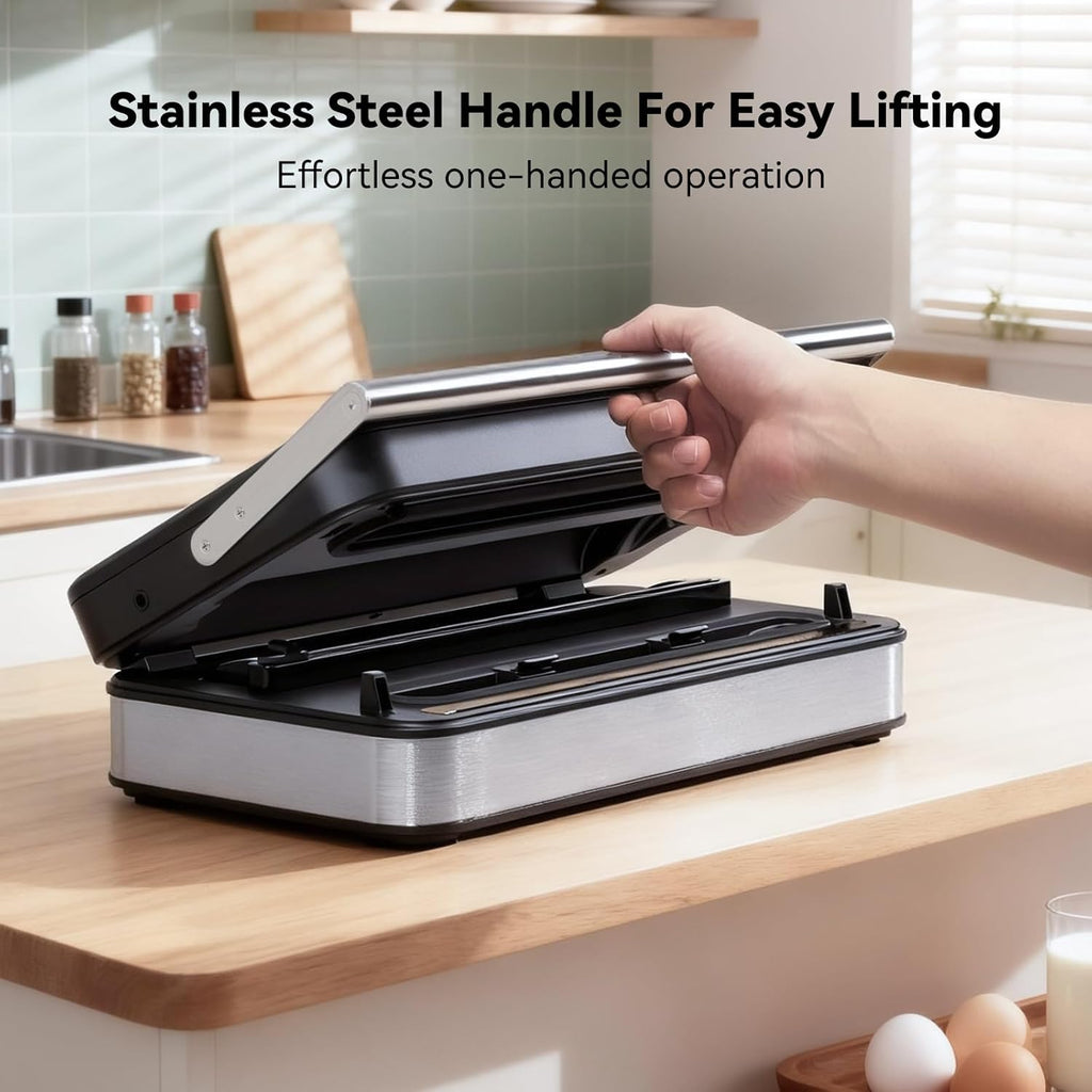 Skiennix Vacuum Sealer - Powerful 95kPa Fully Automatic 10-in-1 Machine with Cutter & Storage | Premium Stainless Steel