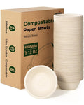 Lzerking 12oz Paper Bowls, 400 Pack - Disposable Compostable Bowls for Parties, Desserts | Microwave & Freezer Safe