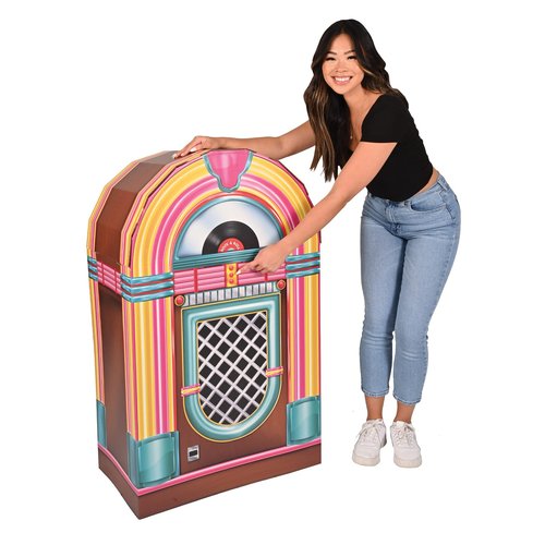 Beistle 3D Corrugated Cardboard Jukebox Photo Prop, 50s Themed Party Decorations, Rock'n Roll Party Decor, Vintage Diner Photo Booth Accessories, 3'8.5" x 27"