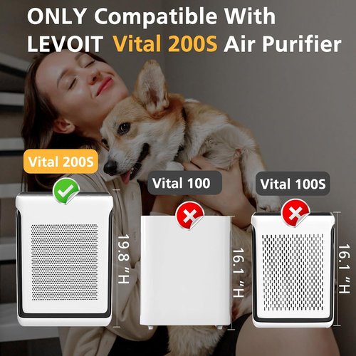 LEVOIT Vital 200S Pet Care Replacement Filter - HEPA & Activated Carbon, 2 Pack, Yellow