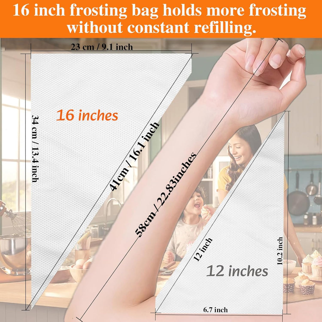 Skiennix Disposable Piping Bags - Thickened Design for Cake Decorating | 16-Inch, 500 Pcs