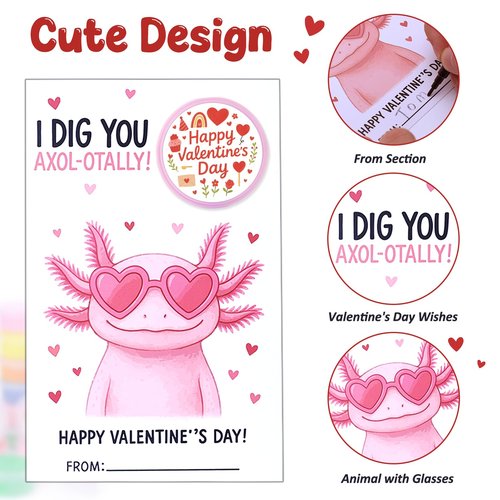 30 Pack Valentines Day Gifts for Kids, Cute Valentines Day Cards for Kids Classroom with Play Dough and Stickers, Valentine Exchange Cards Bulk for School Boys Girls Class Gifts Exchange, Party Favors