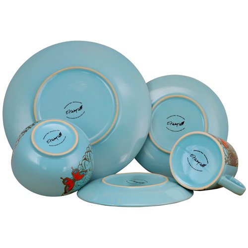 Elama's Butterfly Garden 16 Piece Stoneware Dinnerware Set