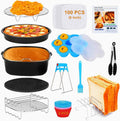 Square Air Fryer Accessories by [Brand Name] - 8 Inch XL Deep Fryer Set for Philips, Cosori, Ninja | Fits 3.6QT-6.8QT