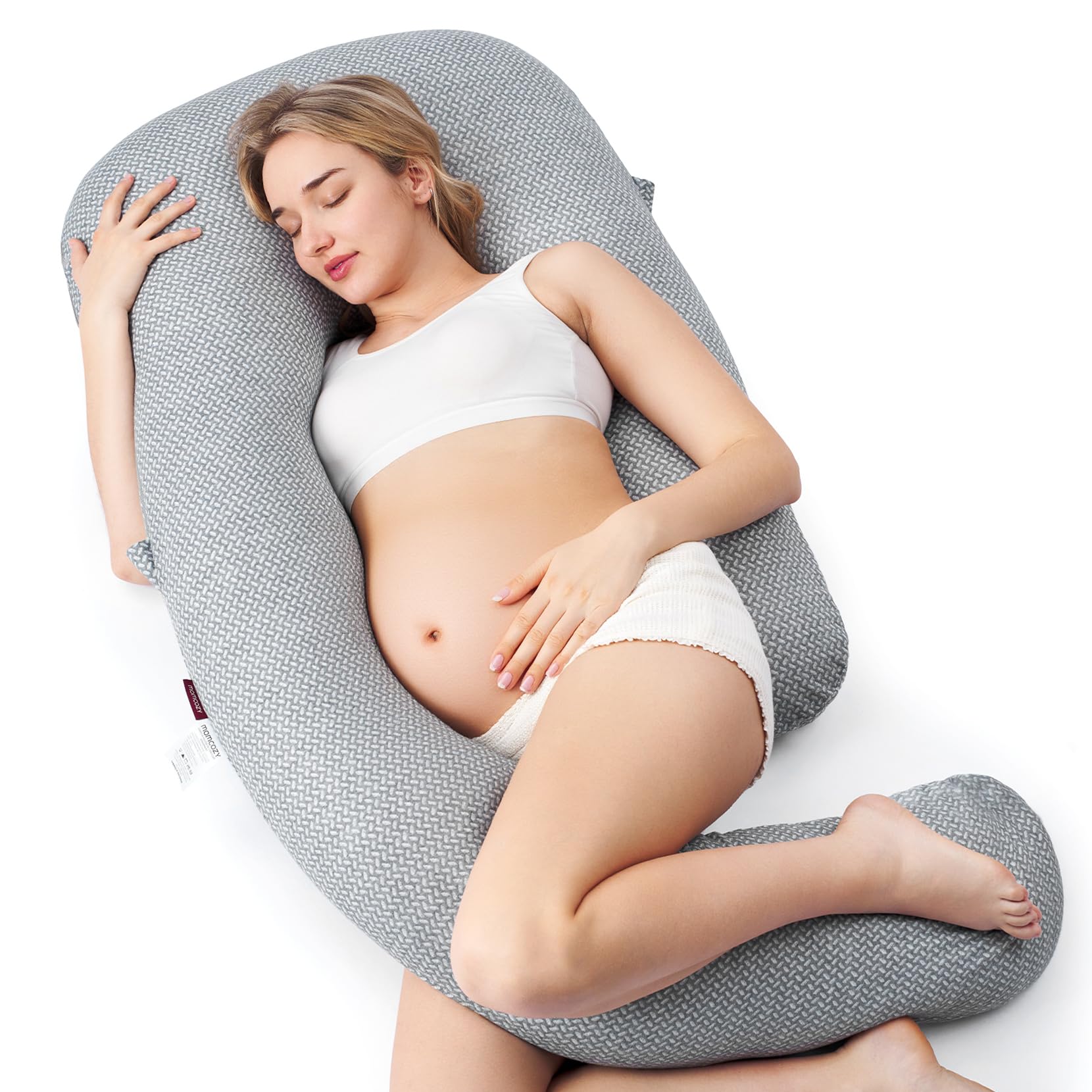 Momcozy Pregnancy Pillow for Sleeping, Dreamlign U Pro Body Pillow with Adjustable Leg Pillow - Support for Back, Hips, Belly, Legs for Pregnant Women, 50-72 Inch Maternity Pillow with Air Layer Cover