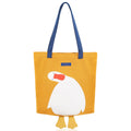 MEETPET Cute Canvas Tote Bag for Women Reusable Cotton Cloth Bag for Lunch Grocery Shopping and Beach with 3D Duck Design (Shoulder Carry Yellow Duck)