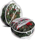 ProPik Christmas Wreath Storage Bag - 24" Clear Waterproof PVC Container | 2 Pack with Handles