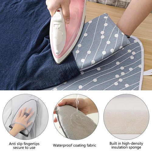OLizee® Hanging Over Door Ironing Mat with 5 Hooks Clothes Ironing Mat Ironing Press Pad Garment Steamer Ironing Glove Ironing Scorch Mesh for Home and Travel Use